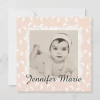 Peach Colored Baby Girl Birth Announcement