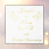 Simple Gold on White 50th Wedding Anniversary | Foil Guest Book