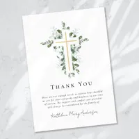 Sympathy Eucalyptus Cross Funeral  Thank You Card