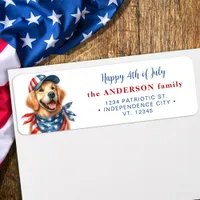 Patriotic Dog Golden Retriever Cute Return Address Label
