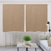 Brown and White Checkered Pattern Blackout Curtains