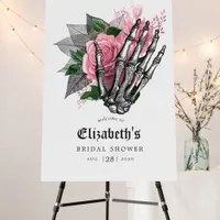 Pink Floral Gothic Skeleton Bridal Shower Welcome Foam Board