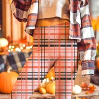 Pink, Orange, and Black Plaid Fall  Leggings