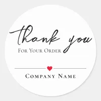 Simple White Thank you label for business Sticker