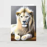 White Majestic Lion Ethereal Art | Thinking of You Card