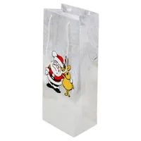 Santa With Deer Cartoon Wine Gift Bag