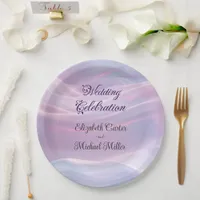 Whispers of Silk: Dreamy Pastel Waves Pink Blue  Paper Plates