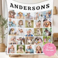 Cute Custom 25 Photos Collage Family Pets Dog Kids Sherpa Blanket