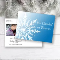 Blue White Snowflake Winter Wedding Save the Date Announcement Postcard