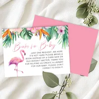Tropical Flamingo Baby Shower Book Request Card