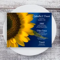 Yellow Sunflower on Blue Wedding Menu