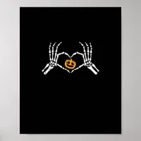 Skeleton Hand Heart Halloween Costume Pumpkin Poster
