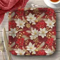 Red White Christmas Floral Pattern#17 ID1009 Paper Plates