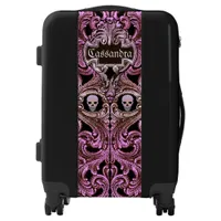 Goth Pink Ornament with Skull Personalized Luggage