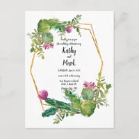 Blooming Desert Cactus Wedding Invite Postcard