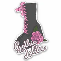 Gothic Lolita Slogan Pink Rose Boot Vinyl Sticker