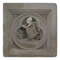 Halloween Witch on Broom 3d Stone Carving Photo Trivet