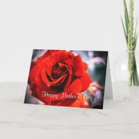 Mother's Day Raindrops Red Rose Card