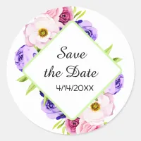 RSVP Card | Elegant Watercolor Floral Wedding Classic Round Sticker