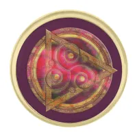 Crimson Celtic Mandala of Energy Gold Finish Lapel Pin