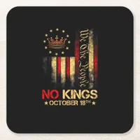 No Kings Vintage America Flag 1776 Square Paper Coaster