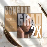 Modern Grad Closeup Photo Gold ID897  Invitation