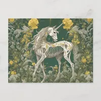 Unicorn Skeleton in the Yellow Flowers Postcard