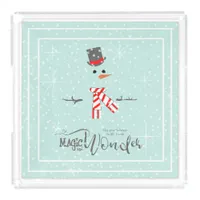 Magic and Wonder Christmas Snowman Mint ID440 Acrylic Tray