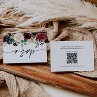 Boho Burgundy  Wedding RSVP QR Code Card