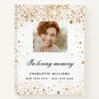 Guest book memorial white gold glitter photo