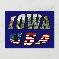 Iowa USA Flag & State Photo Text Postcard