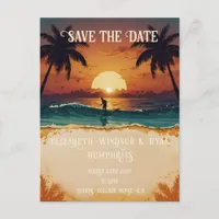 Romantic Sunset Beach Scene with Tropical Elegance Postcard