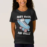 Girly Name Pastel Blue Pink Roller Skate T-Shirt