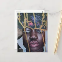 Flower Hat Beautiful Lady Mixed Media collage art Postcard