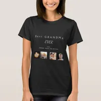 Best grandma custom family photo collage black T-Shirt