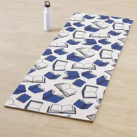 Librarian Book Reader Blue White Yoga Mat