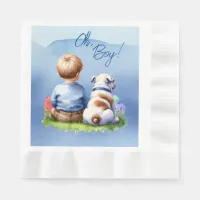 Oh, Boy! Baby and Bulldog Baby Shower Napkins