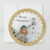 Personalized Gold and Green Merry Christmas Card