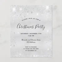 Budget Christmas party silver glitter invitation