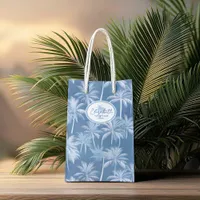 Hawaiian Palm Tree Silhouette Pattern Blue ID1093 Medium Gift Bag