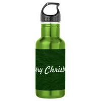 Merry Christmas Pine Tree Close Up Stainless Steel Water Bottle