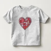 Valentine's Day Faux Patchwork Heart Doodle Style Toddler T-shirt
