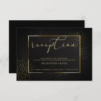RECEPTION | Elegant Black and Gold Glitter Invitation