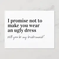 Funny Typography Bridesmaid Proposal Announcement Postcard