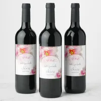 Bold Modern Scarlet  Peony  Wine Label