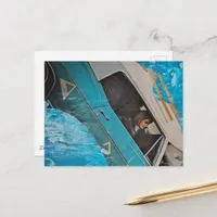 A Vintage Woman Driver Mixed Media Collage Postcard