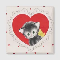 Vintage Valentine Kitty Magnet