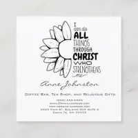 I Can Do All Things Bible Quote Flower Square Business Card