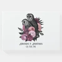 Mauve Floral Glam Gothic Owls Wedding Guest Book