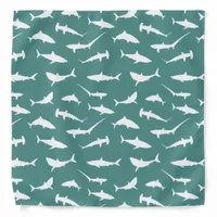 Shark Frenzy Blue White Pattern Bandana